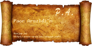 Paor Arszlán névjegykártya